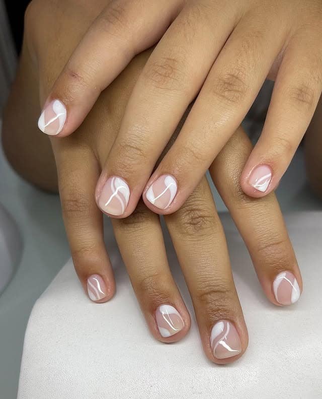 8. Soft White Micro Wave Nails - wavy nail ideas