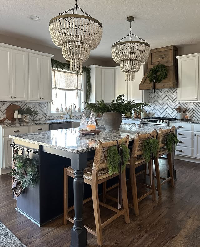 19. Cottage-Inspired Island in Soft White and Weathered Wood - rustic kitchen island ideas