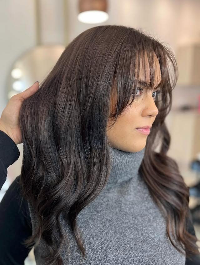 10. Full Curtain Bangs with Mushroom Brown - Curtain Bangs Hairstyles