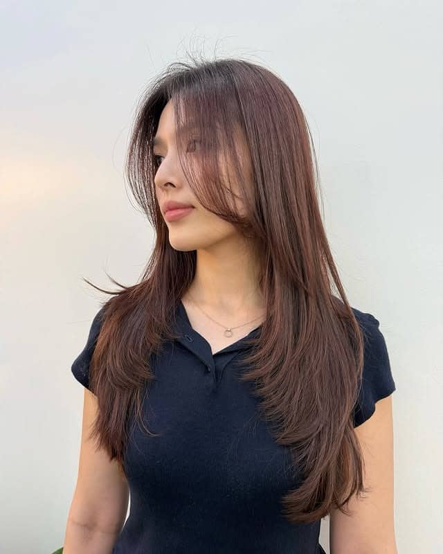 14. Sleek Curtain Bangs with Natural Espresso - Curtain Bangs Hairstyles