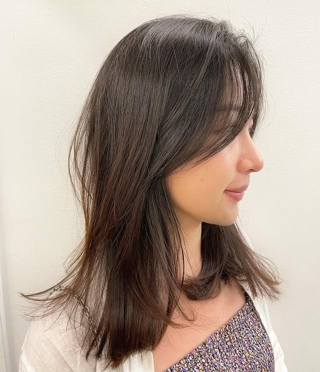 17. Polished Curtain Bangs with Neutral Dark Brown - Curtain Bangs Hairstyles