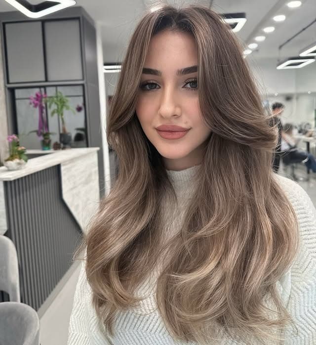 21. Long Curtain Bangs with Soft Beige Brown - Curtain Bangs Hairstyles