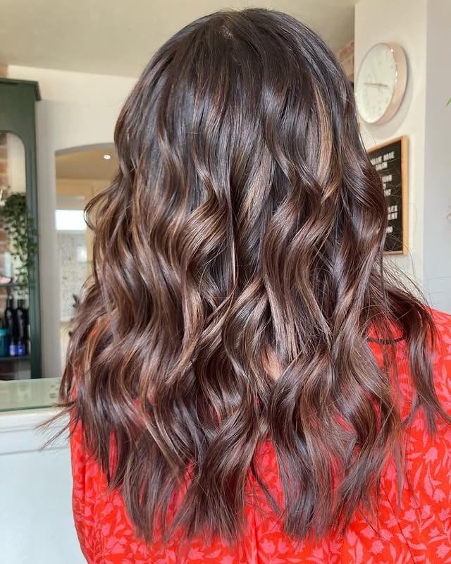 17. Chocolate Brown Waves with Subtle Copper Notes - Chocolate Brown Hair with Highlights