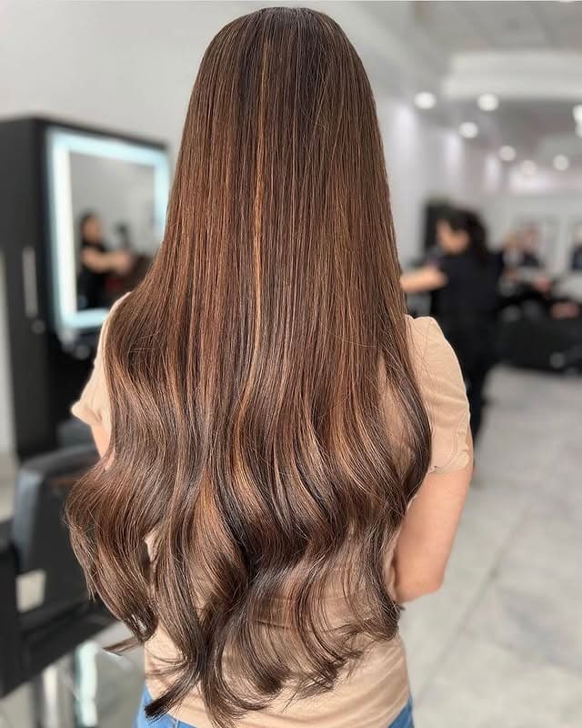19. Chocolate Brown Long Layers with Balanced Highlights - Chocolate Brown Hair with Highlights