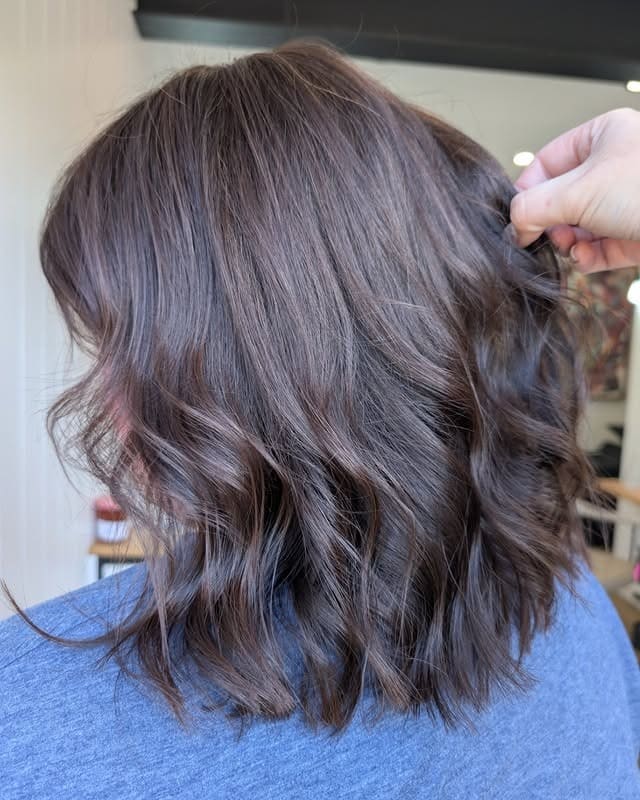 22. Chocolate Brown Textured Waves with Cool-Toned Highlights - Chocolate Brown Hair with Highlights