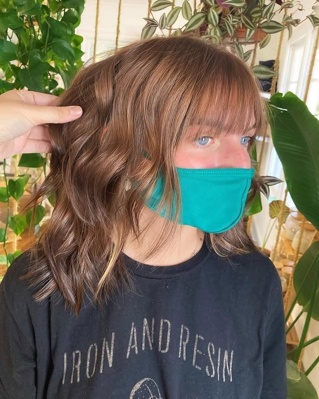 1. Soft Shag with Wispy Fringe in Chestnut Brown - Short Layered Haircuts with Bangs