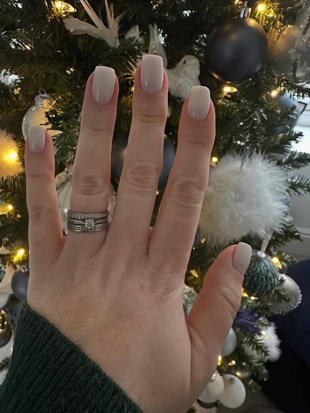 16. Classic Solid White Christmas Nails - white christmas nail ideas