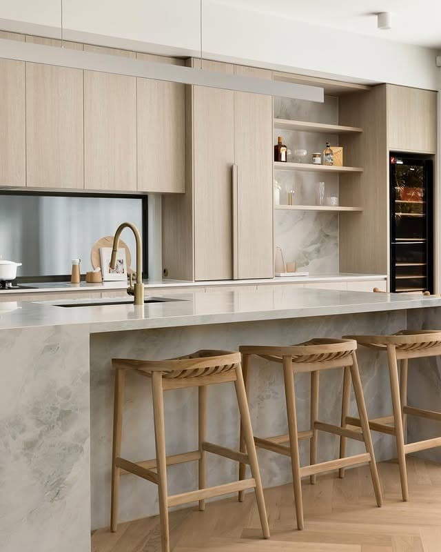 1. Minimalist Oak Kitchen with Soft Neutral Palette - oak cabinets kitchen ideas