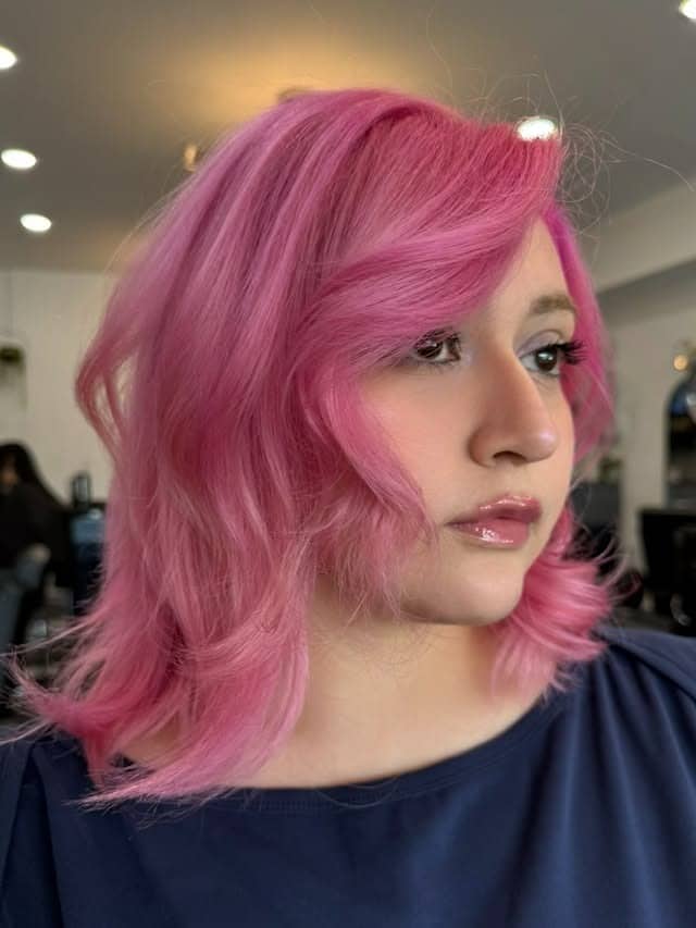 3. Cotton Candy Pink Blowout Bob - Pink Hair Color