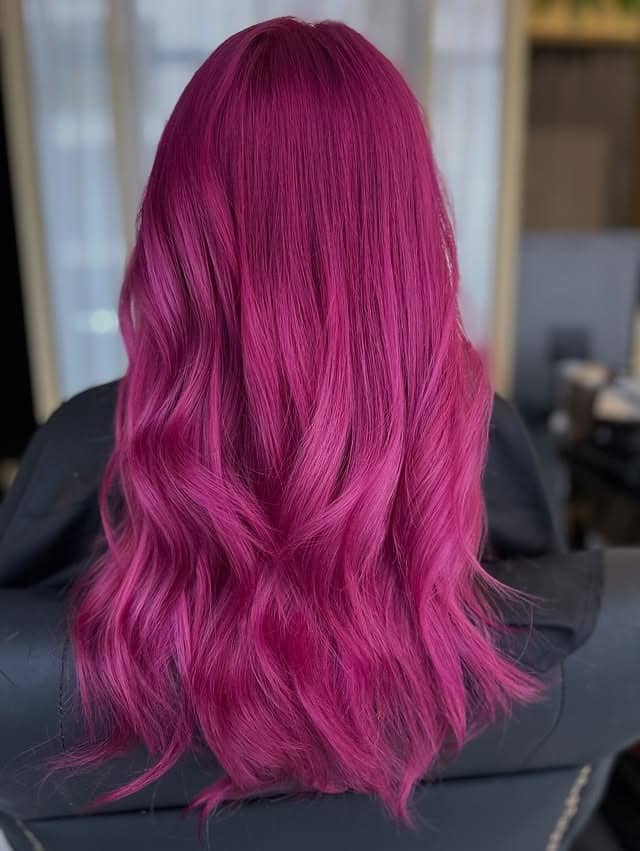 4. Vibrant Fuchsia Long Layers - Pink Hair Color