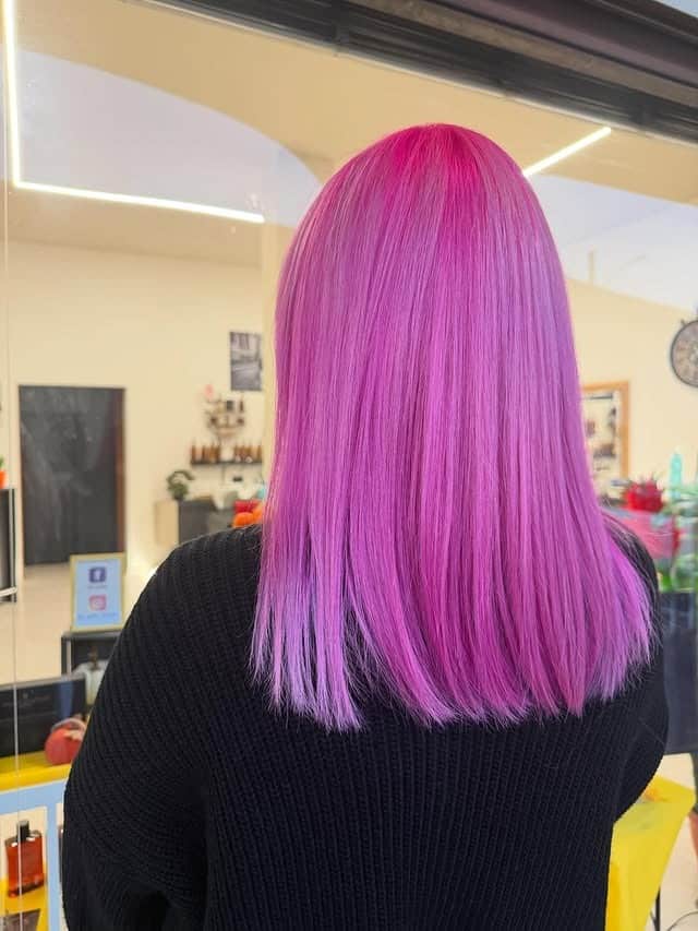 9. Orchid Pink Blunt Lob - Pink Hair Color