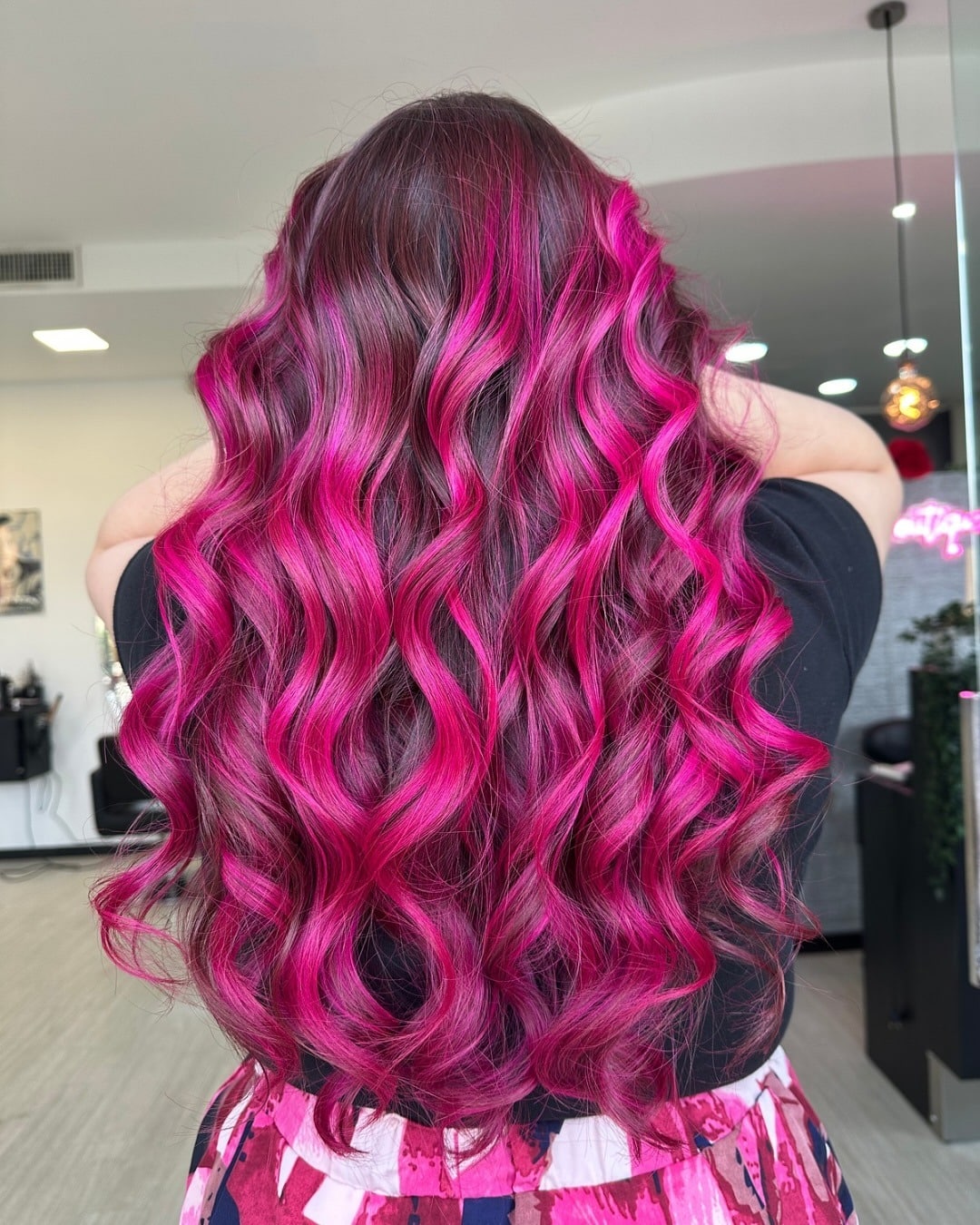 10. Deep Pink Ribbon Waves - Pink Hair Color