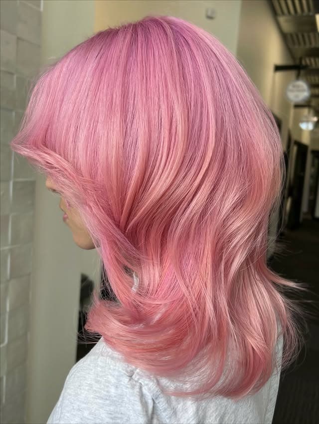 13. Pastel Pink Feathered Layers - Pink Hair Color