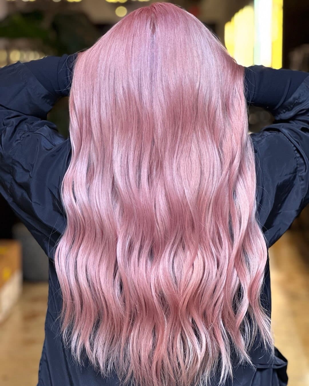 20. Pale Rose Pink Long Waves - Pink Hair Color