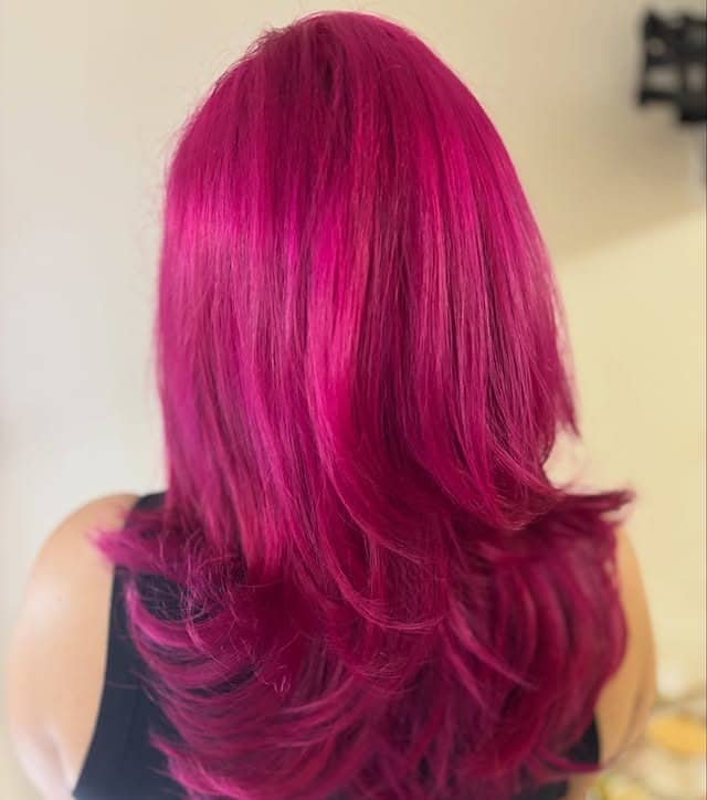 21. Deep Fuchsia Layered Lengths - Pink Hair Color