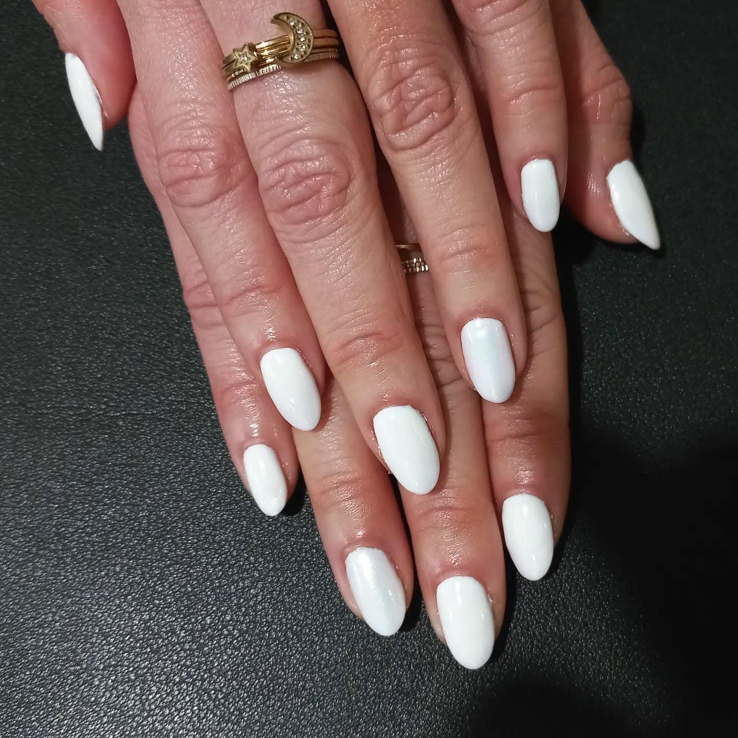 9. White Chrome Almond Nails with Subtle Sparkle Tips - white chrome nail ideas
