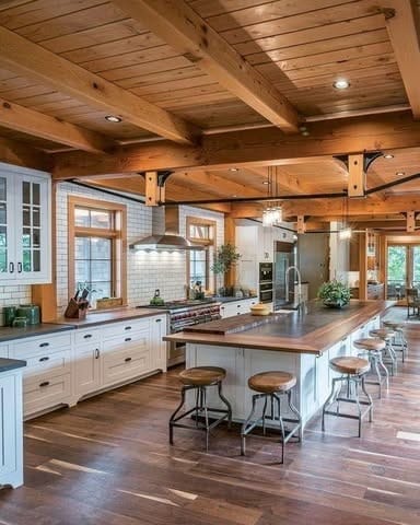 10. Airy Farmhouse Kitchen with Light Wood and Marble - farmhouse kitchen ideas