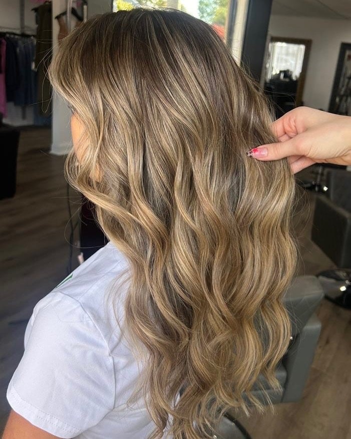 13. Soft Honey Brown Highlighted Waves - Honey Brown Hair  Color