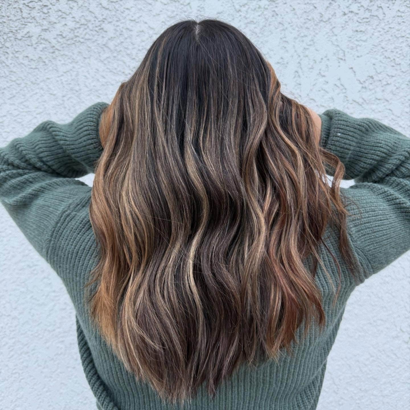 14. Dimensional Honey Brown Layered Waves - Honey Brown Hair  Color