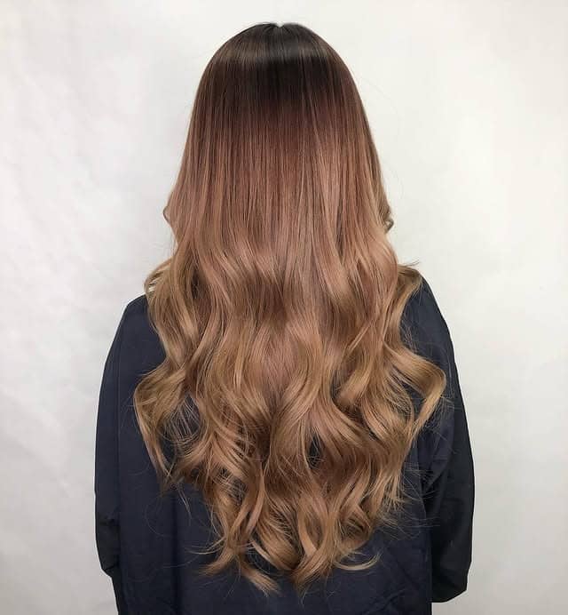 20. Natural Honey Brown Gradient Waves - Honey Brown Hair  Color