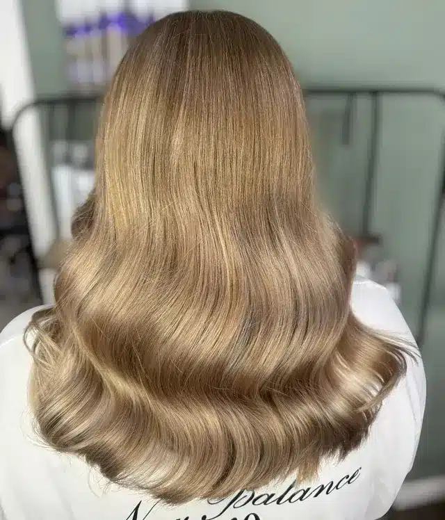 22. Soft Honey Brown Gloss Finish Waves - Honey Brown Hair  Color