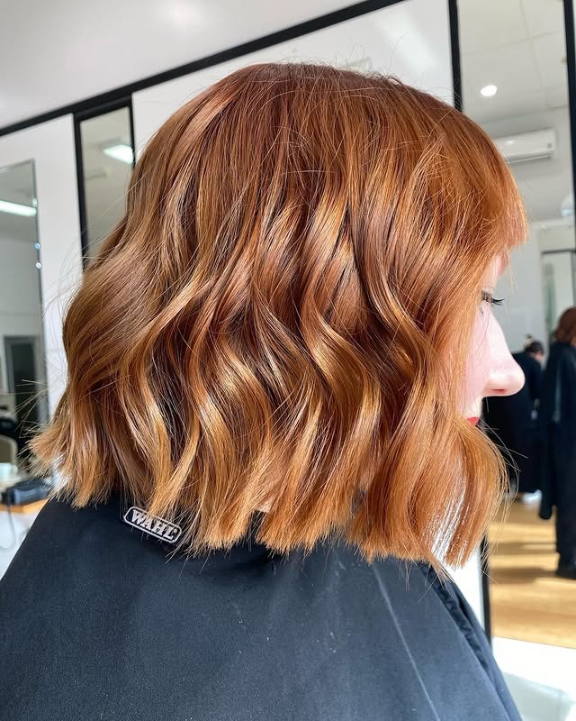 1. Soft Copper Blunt Bob with Natural Waves - Blunt Bob Hairstyles