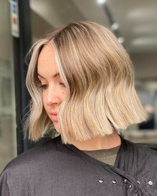 12. Rooted Blonde Blunt Bob with Airy Texture - Blunt Bob Hairstyles