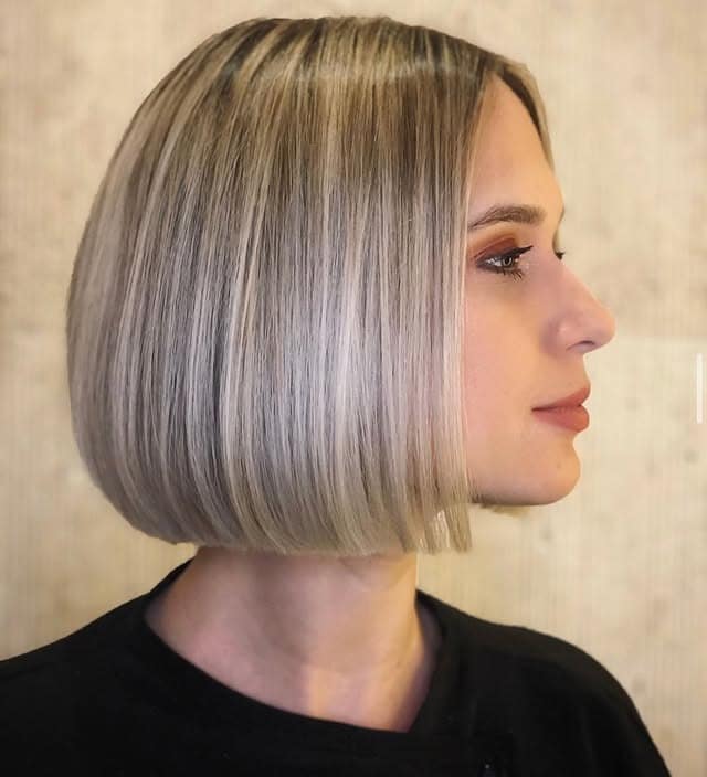 15. Cool Blonde Precision Blunt Bob - Blunt Bob Hairstyles