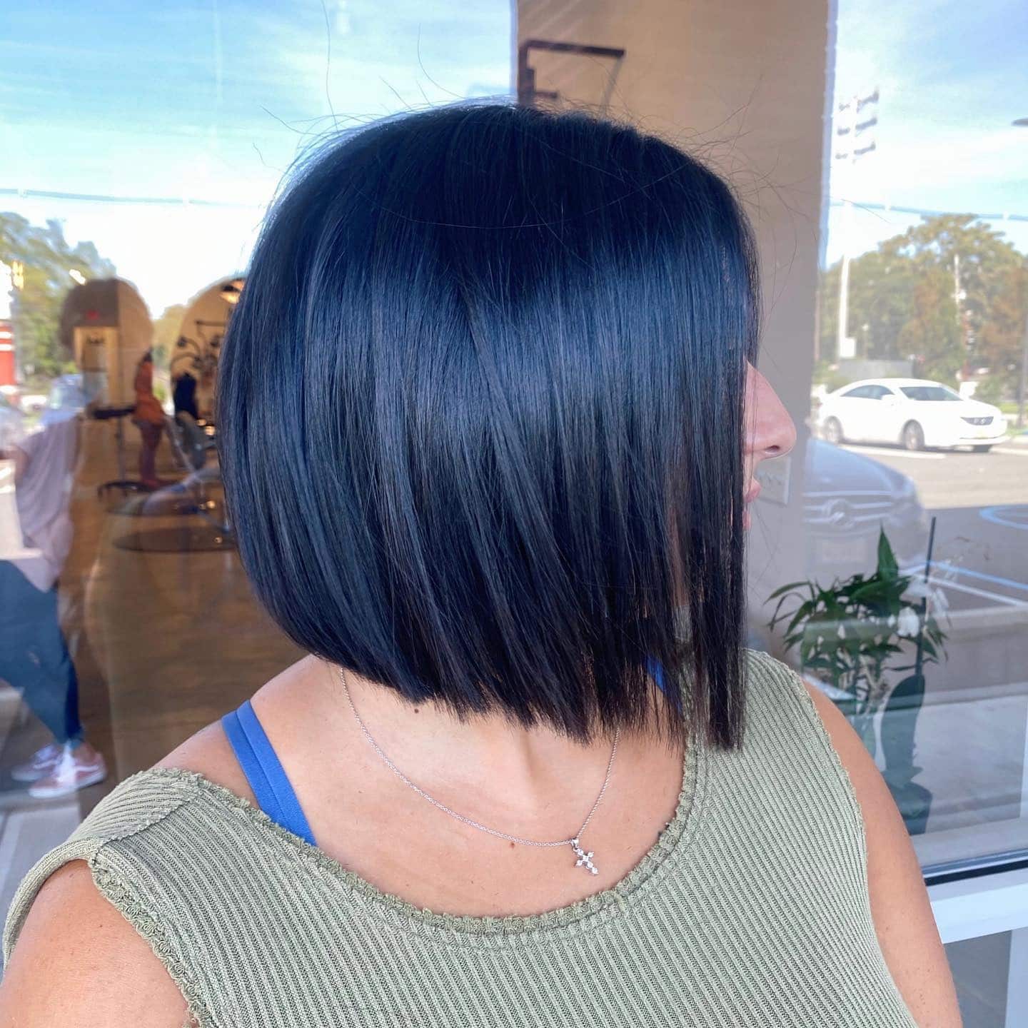21. Inky Black Blunt Bob with Sharp Precision - Blunt Bob Hairstyles