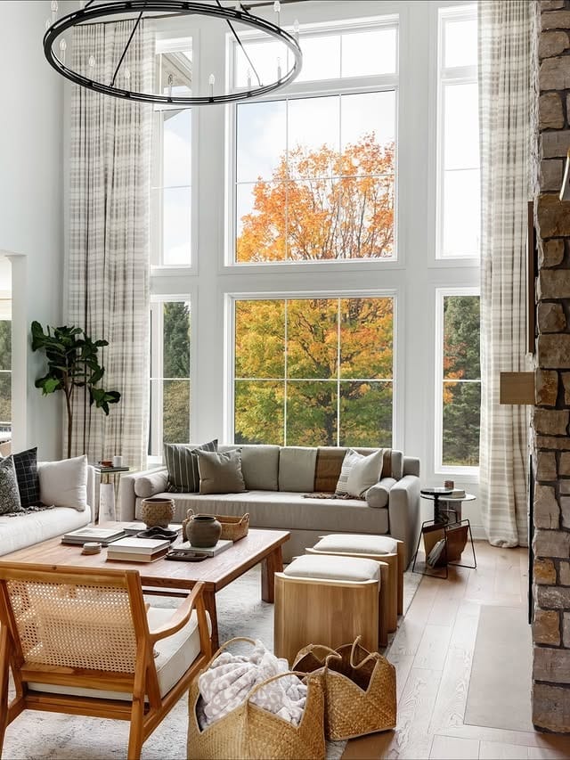 7. Light-Filled Living with Warm Wood Accents - warm and cozy living room ideas