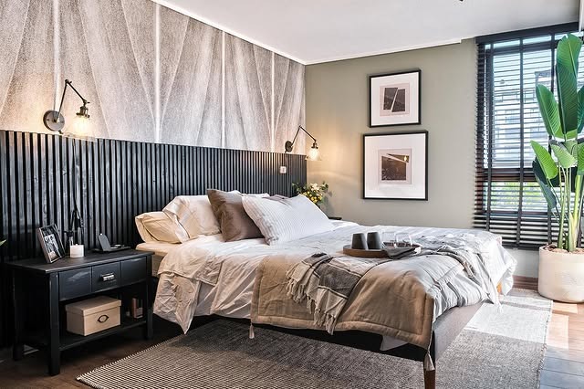 6. Warm Tan Bedroom with Black Accents - tan bedroom ideas