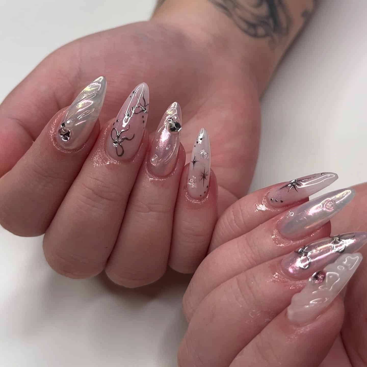 6. Sheer Chrome Galaxy Nails in Nude Pink - asian nail ideas