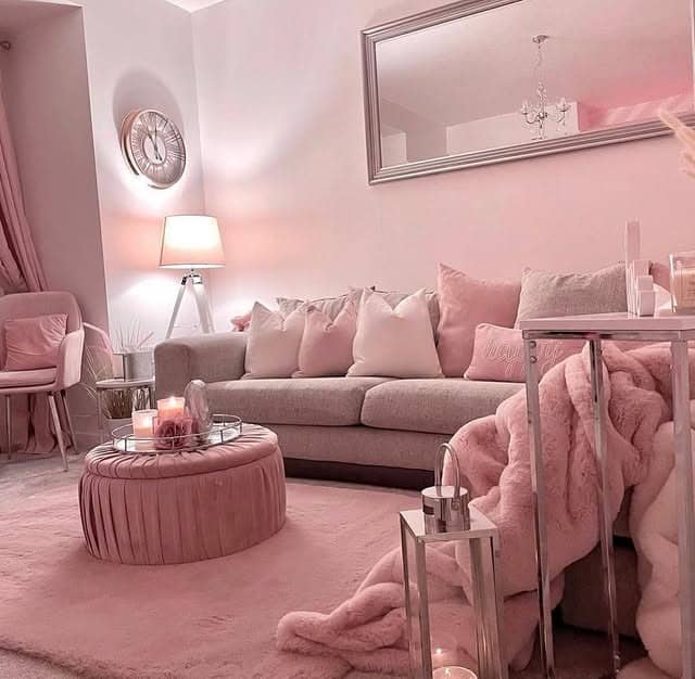 3. Cozy Pink Neutrals with Layered Comfort - pink living room ideas
