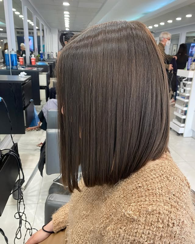 1. Precision Asymmetrical Bob in Cool Chocolate Brown - Asymmetrical Bob Hairstyles