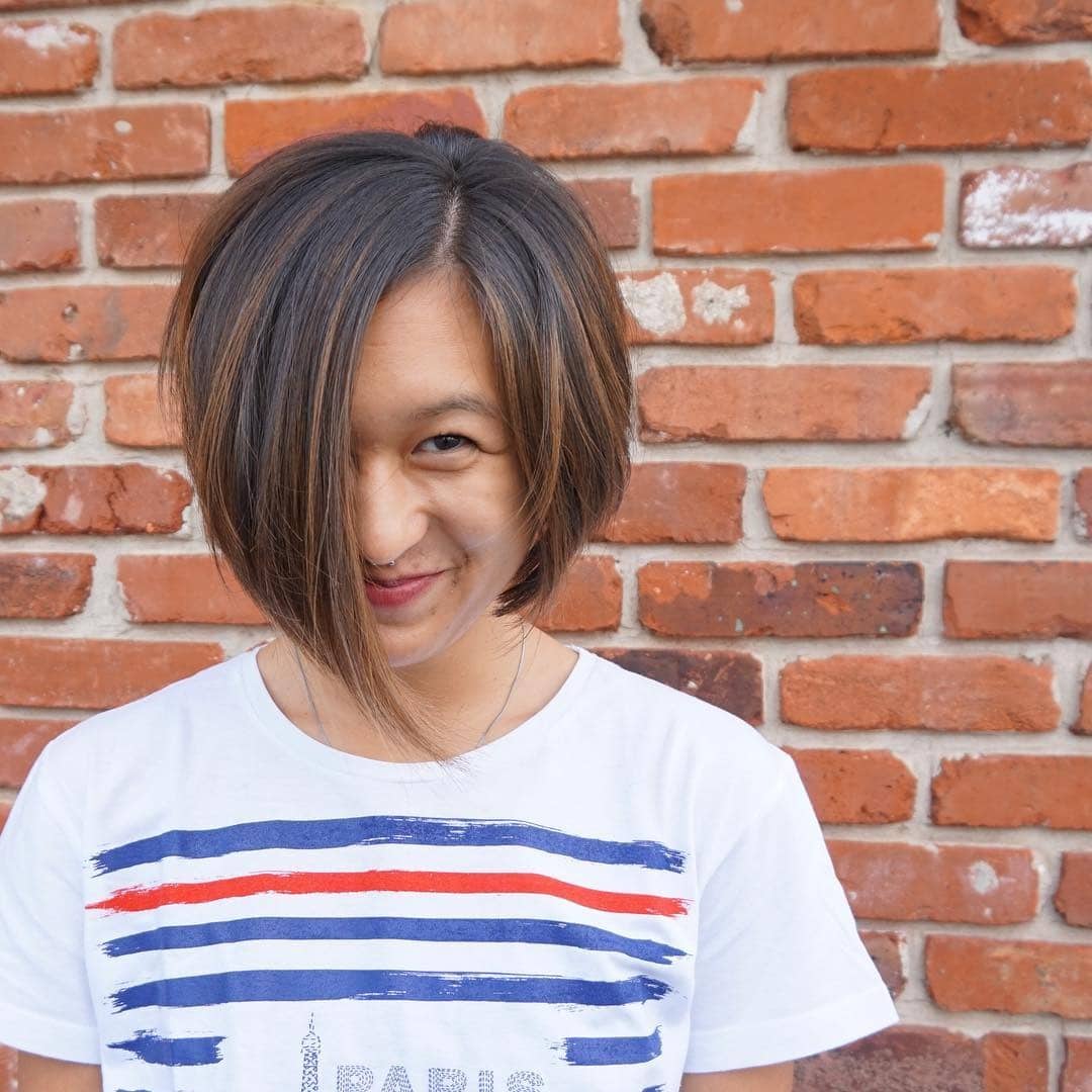 3. Soft Angled Asymmetrical Bob with Warm Brunette Highlights - Asymmetrical Bob Hairstyles