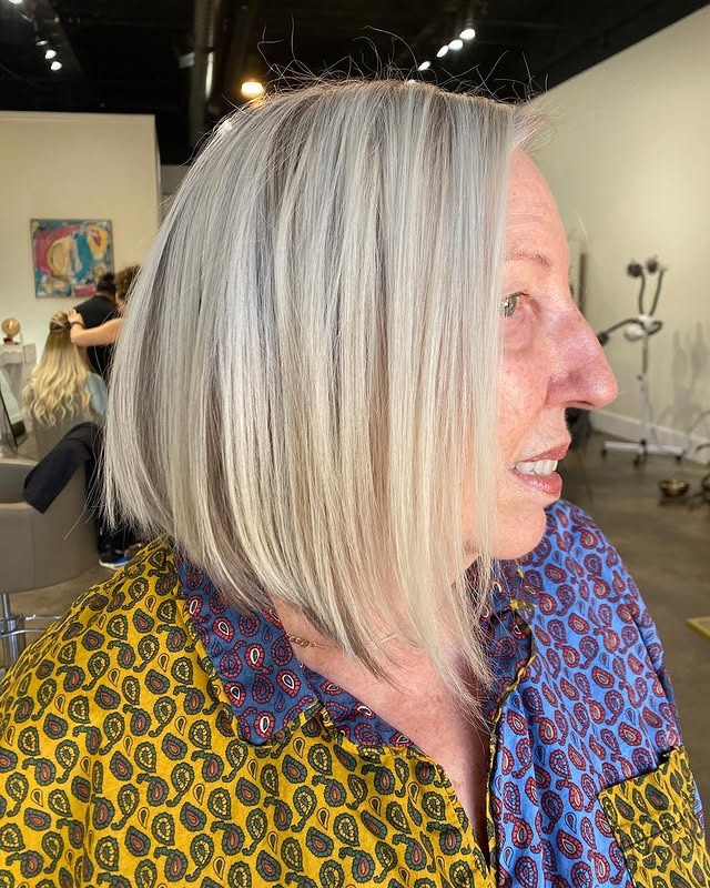5. Asymmetrical Bob with Long Front Panel in Icy Silver Blonde - Asymmetrical Bob Hairstyles