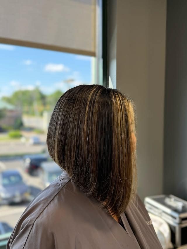 6. Subtle Asymmetrical Bob in Chestnut Brown - Asymmetrical Bob Hairstyles