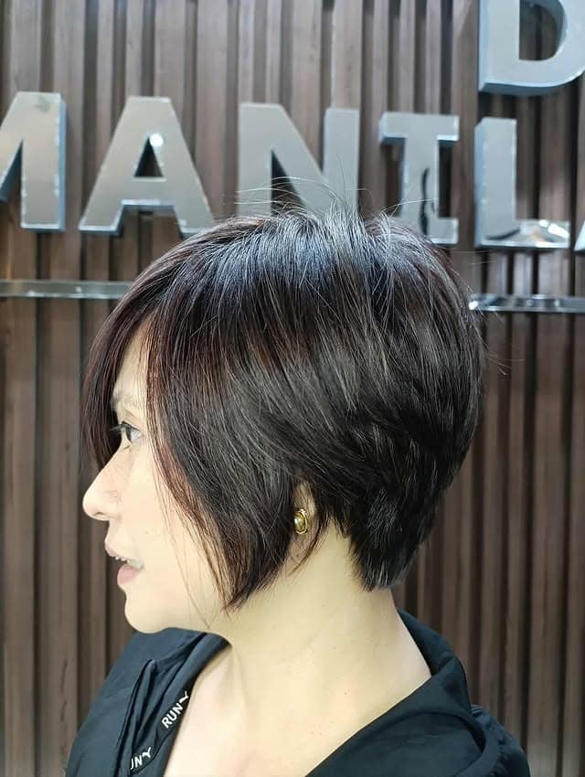 8. Short Asymmetrical Bob with Tapered Back in Dark Cocoa - Asymmetrical Bob Hairstyles