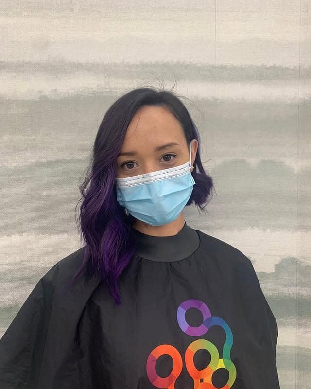 12. Wavy Asymmetrical Bob with Deep Violet Accent - Asymmetrical Bob Hairstyles