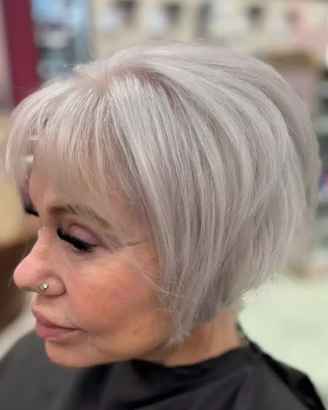 17. Short Asymmetrical Bob in Silver Gray - Asymmetrical Bob Hairstyles