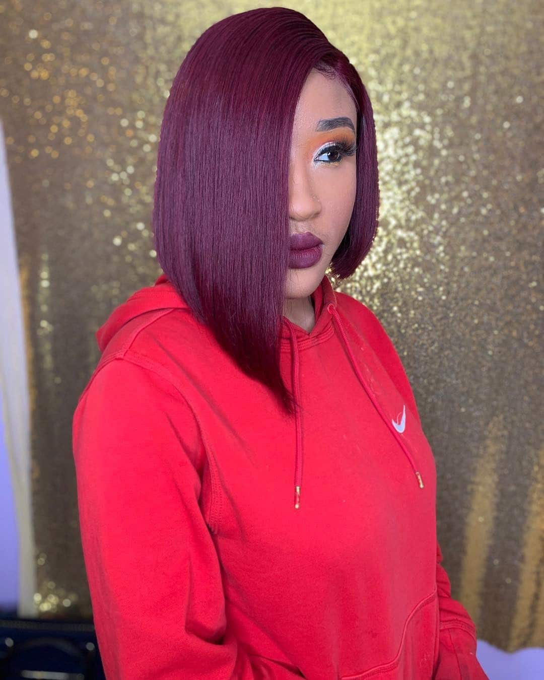 19. Precision Asymmetrical Bob in Rich Burgundy - Asymmetrical Bob Hairstyles