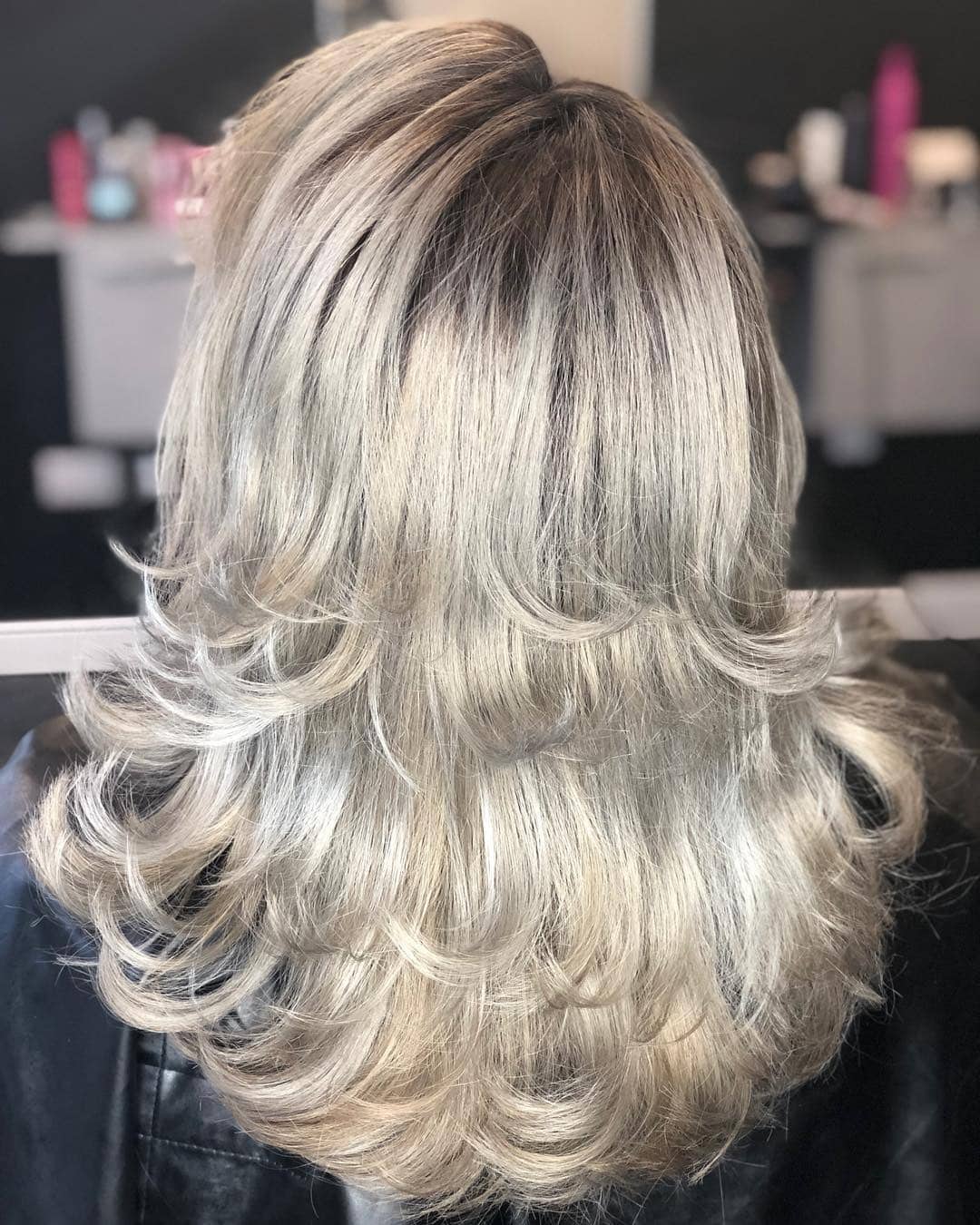 1. Soft Layered Platinum Blonde with Shadow Root - Blonde Hair with Dark Roots