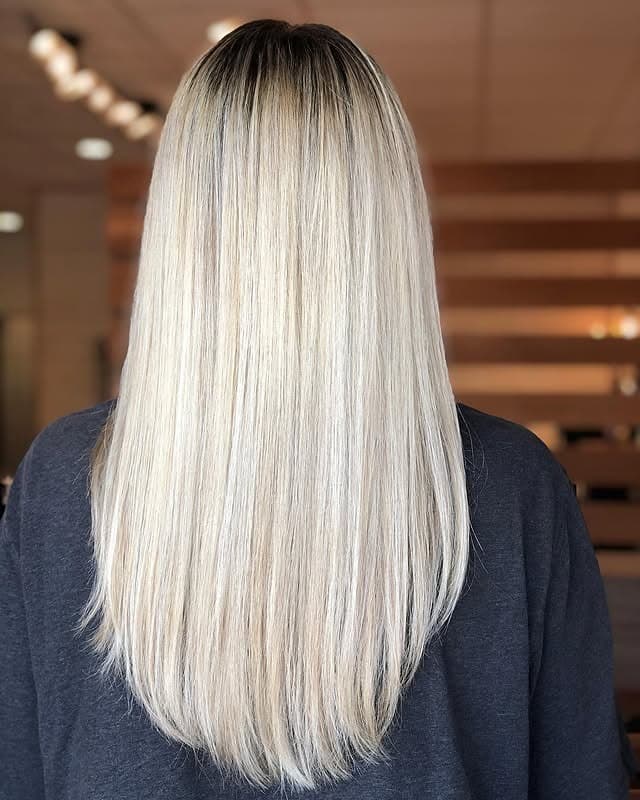 15. Straight Icy Blonde with Soft Root Contrast - Blonde Hair with Dark Roots