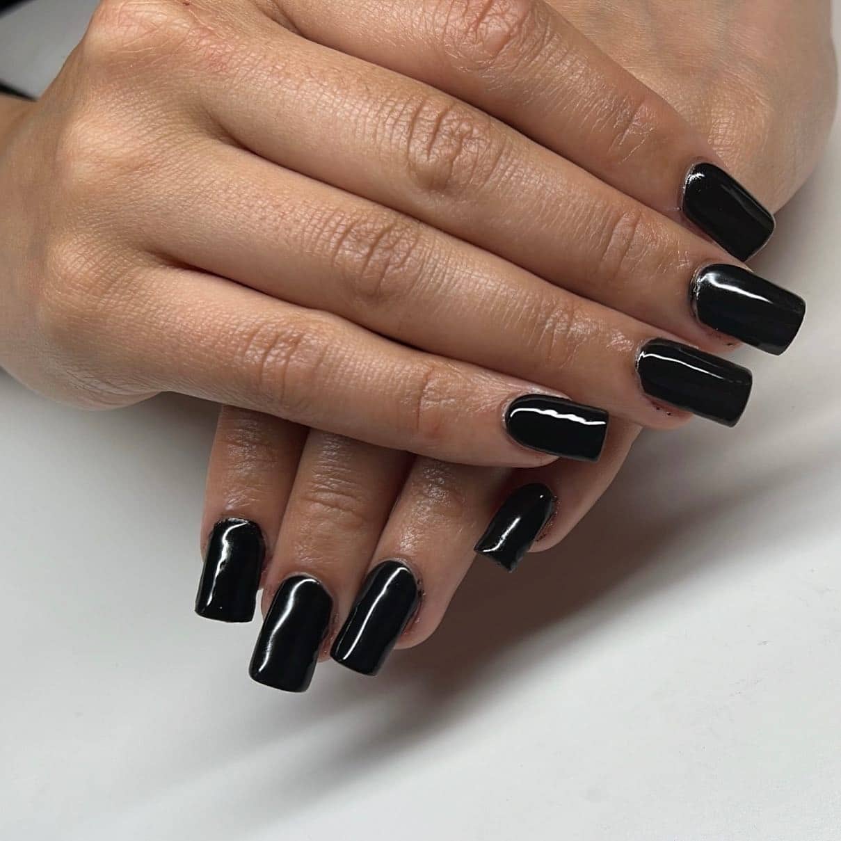 3. Sculpted Black Square Nails with Ultra Shine - black square nail ideas