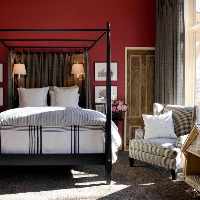 1. Classic Crimson Canopy Retreat - red bedroom ideas