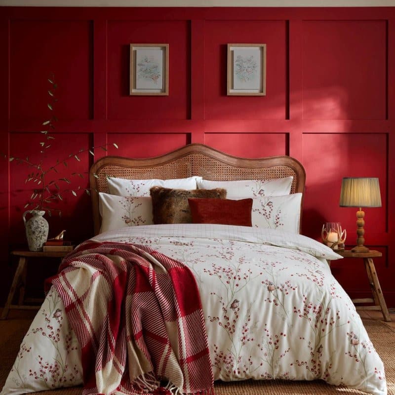 14. Red Paneled Bedroom with Cottage Influence - red bedroom ideas