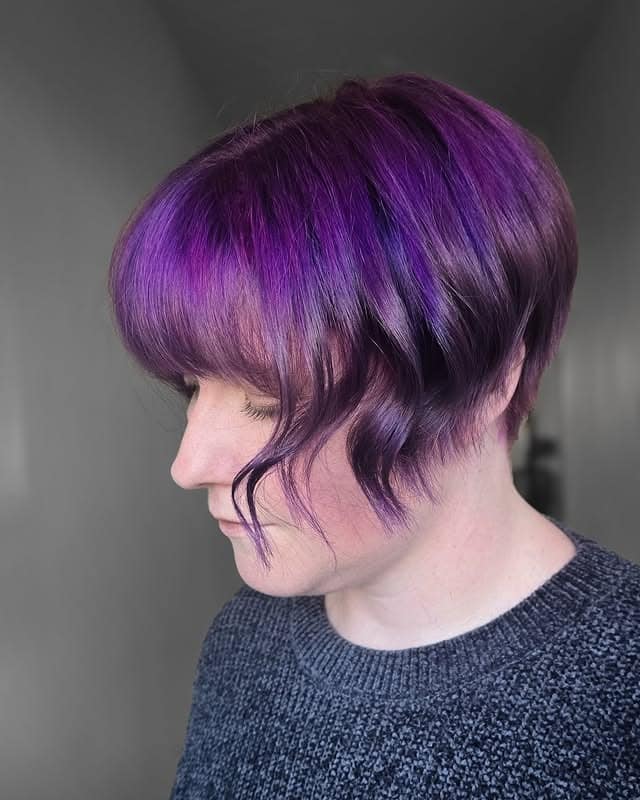 11. Violet Layered Pixie Bob with Soft Fringe - Pixie Bob Haircuts