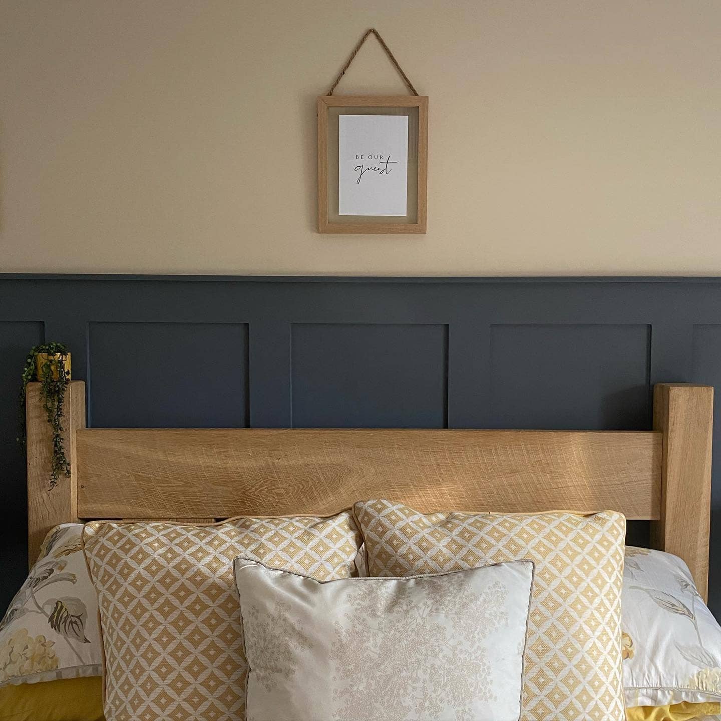 16. Two-Tone Blue and Yellow Guest Bedroom - yellow and blue bedroom ideas