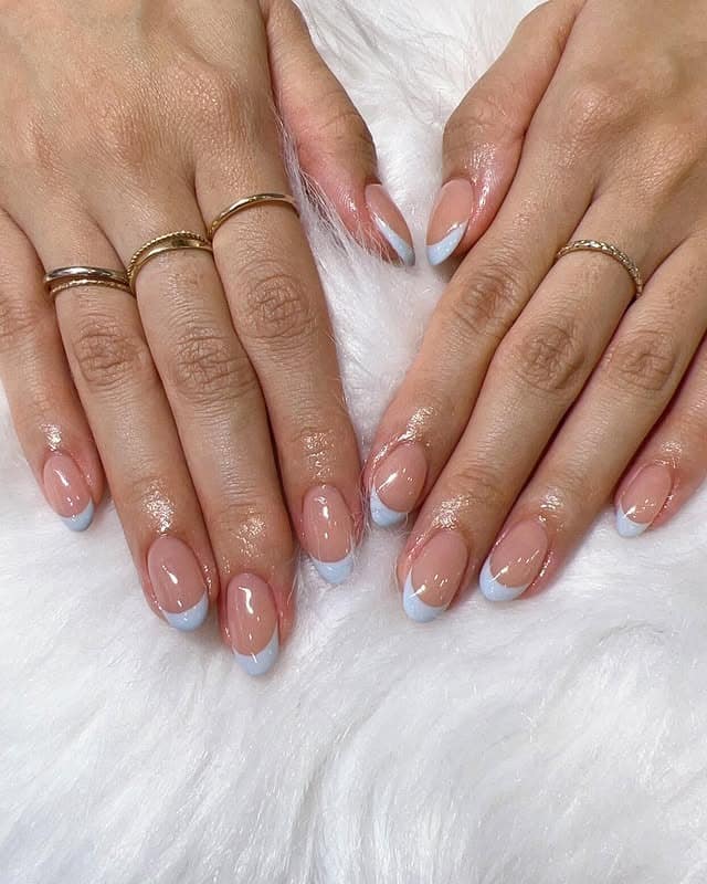 19. Micro Baby Blue Short French - blue tip nail ideas