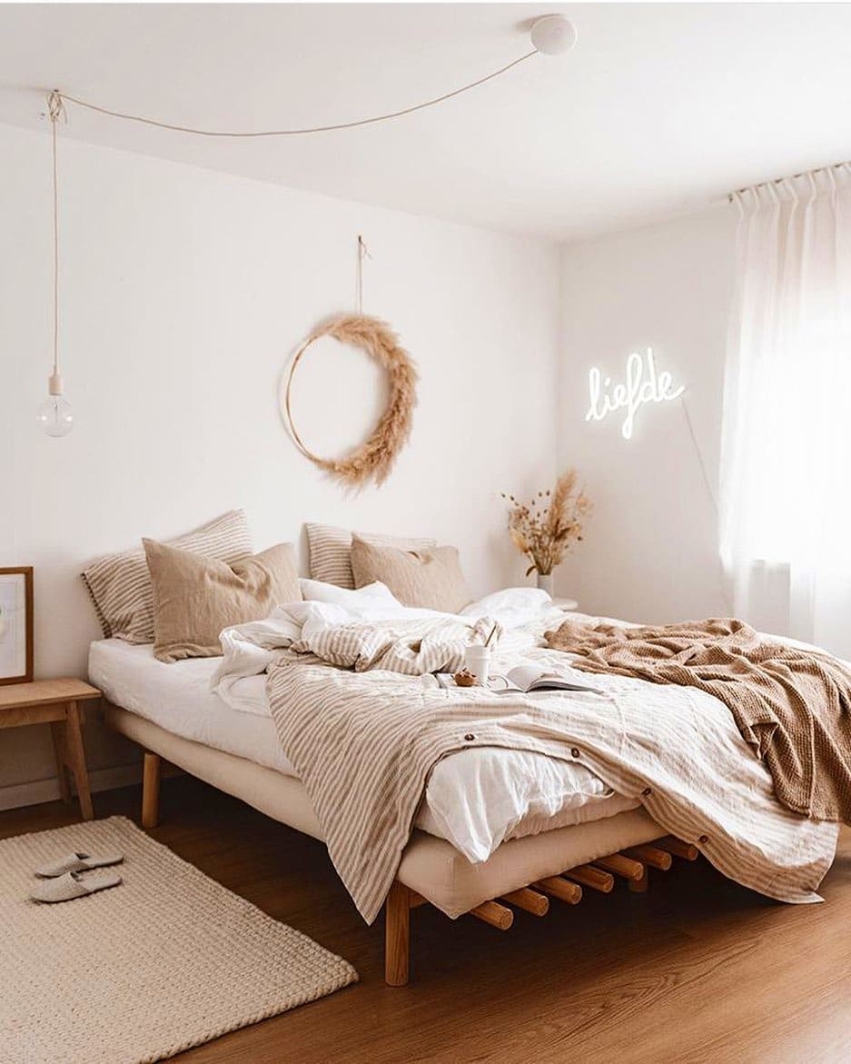 19. Light Sand Scandinavian Bedroom with Soft Textural Layers - scandinavian bedroom ideas